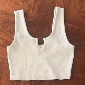 Cotton Candy White Ribbed Crop Top
